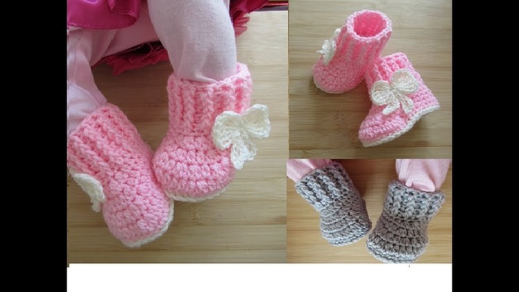 Crochet baby booties tutorial newborn 0-3 months 0-6 months Designed by Happy Crochet Club