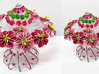 DIY -Flower vase.Guldasta from plastic bottle & glitter sheet at home | DIY Foam Flower Guldasta