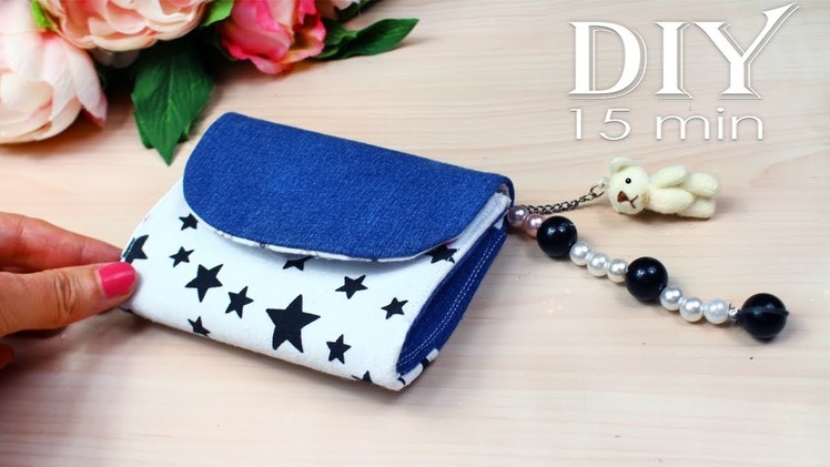 DIY MINI POUCH AWESOME DESIGN. Handmade Purse Wallet Jeans Recycle