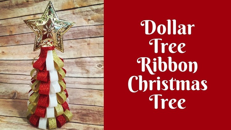 Dollar Tree Christmas Crafts: Ribbon Christmas Tree- Use 4" Pieces of Ribbon