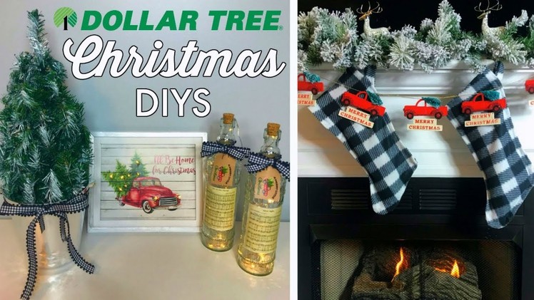 DOLLAR TREE CHRISTMAS DIYS | 5 EASY IDEAS | RED TRUCK & BUFFALO CHECK | CHIC ON THE CHEAP