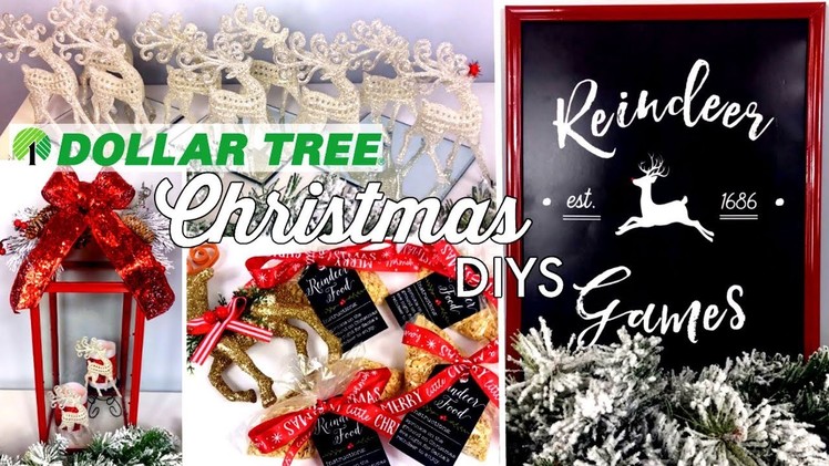 DOLLAR TREE CHRISTMAS DIYS | REINDEER THEME & LARGE RED LANTERN | CHIC ON THE CHEAP