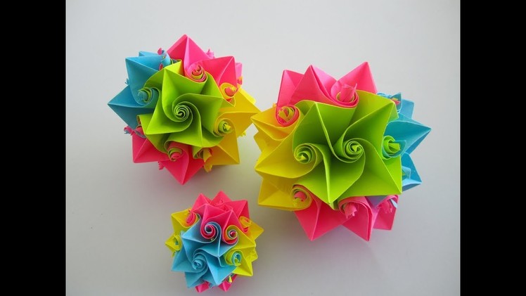 Flower ball made of paper. Blütenball aus Papier. Origami.