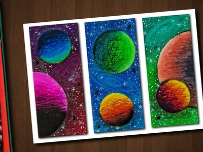 Galaxies drawing with Oil Pastels - step by step