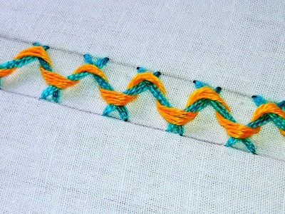 Hand Embroidery :  border line embroidery tutorial # 91.