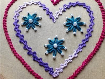 Hand embroidery Heart Design | Heart design making