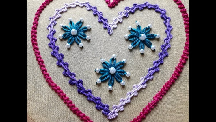 Hand embroidery Heart Design | Heart design making