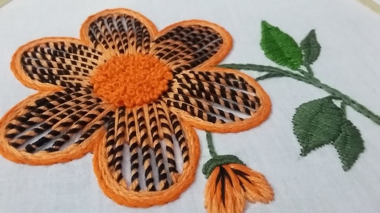 Hand embroidery of a flower with a new way