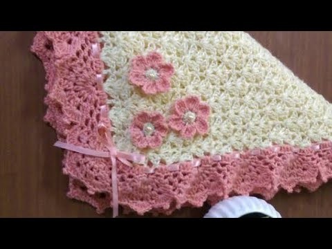 How to Crochet a Baby Blanket - Linda Sabanita Tejida en Crochet con Flores y Listón o Lazo ???? ???? ????