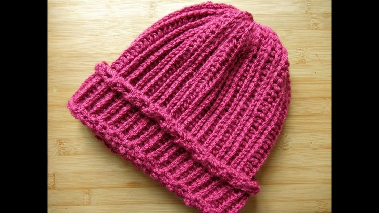 How to Crochet beanie hat Adults Ladies hat tutorial - Designed by Happy Crochet Club