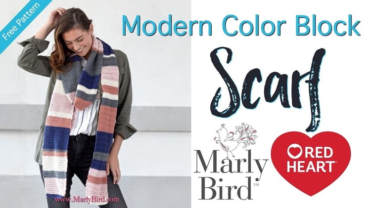 How to Crochet Modern Color Block Scarf [Right Handed]
