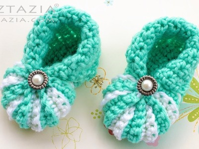 How to Crochet Simple Baby Booties - Easy Shoes for Babies by Naztazia