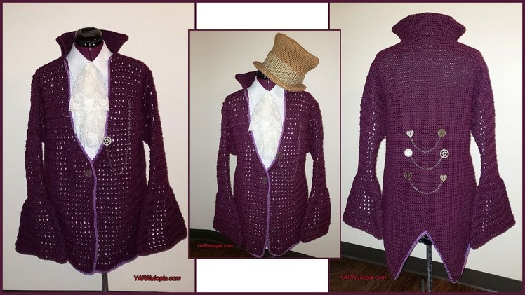 How to Crochet Tutorial: DIY Steampunk Cardigan Jacket by YARNutopia