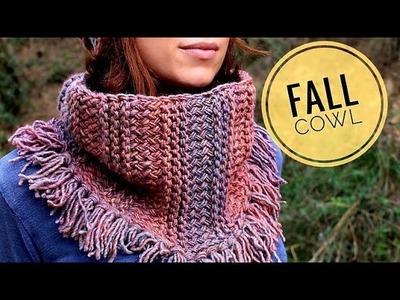 How to Loom Knit a Fall Scarf.Cowl with Tassels (DIY Tutorial)