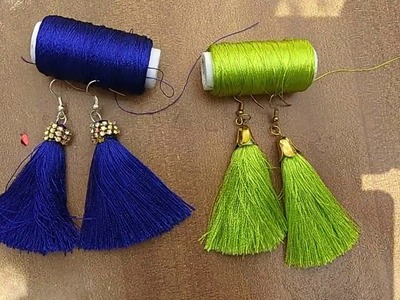 How to make Tassel Earrings. Silk thread Tassel earrings.jewellery making step by step at home