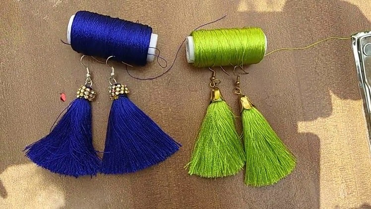 How to make Tassel Earrings. Silk thread Tassel earrings.jewellery making step by step at home