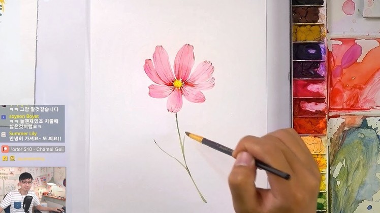 How to Paint a Cosmos Flower in Watercolor - Jay Lee