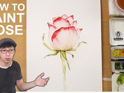 How to paint a Rose in watercolor - Jay Lee
