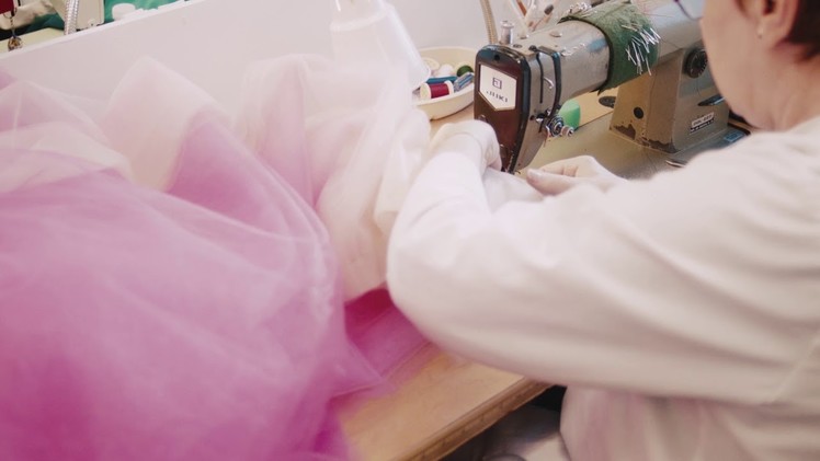 In the making: our spring spinel dip dye tulle gown