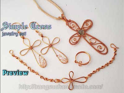 Preview simple cross jewelry set with copper wire 420