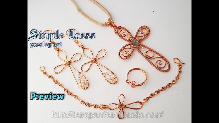 Preview simple cross jewelry set with copper wire 420