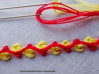 Raised chain Stitch Tutorial | hand Embroidery | raised chain Stitch