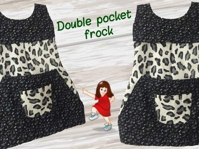 Simple and Double pocket design A line Frock cutting and stitching. by simple cutting