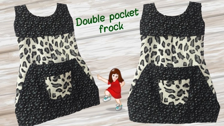 Simple and Double pocket design A line Frock cutting and stitching. by simple cutting