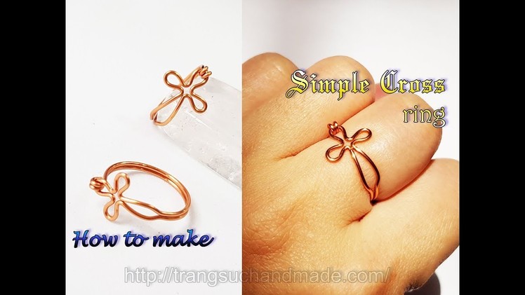 Simple cross ring - Unisex Celtic jewelry from copper wire 421