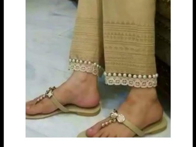 Simple Salwar Pants Designing with Pearls and Lace - Pouncho. Mohri Design