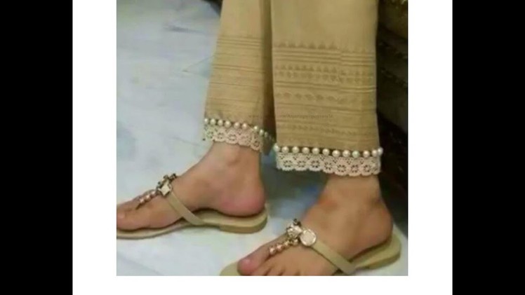Simple Salwar Pants Designing with Pearls and Lace - Pouncho. Mohri Design