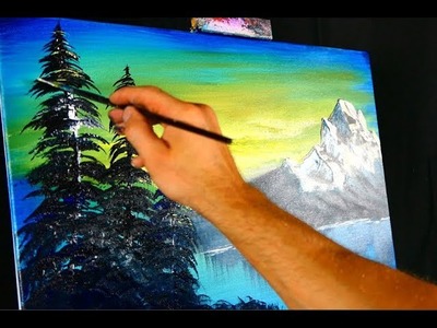 Step by step painting demo - Mountain in the Sunset  - inspired by Bob Ross