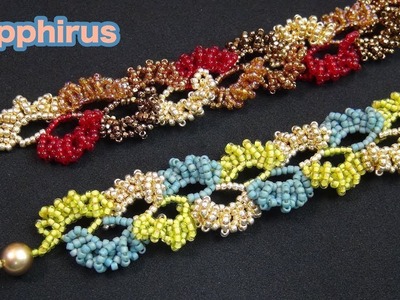 【ビーズステッチ】丸小ビーズで編む奇数カラーのブレスレット☆作り方　How to make an odd-color bracelet with 11.0 seed beads.