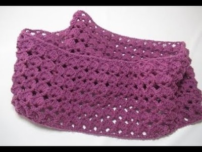 Uncinetto Crochet Sciarpa Infinita tutorial punto vetaglio con punto rilievo