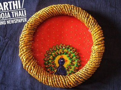 Aarti thali.puja thali decoration for diwali , pooja ,navratri and wedding using newspaper