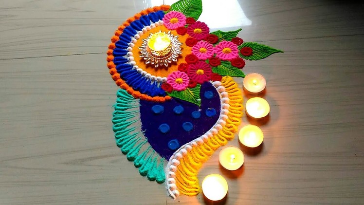 Beautiful & innovative rangoli for Diwali.Dasara.dasehara rangoli design