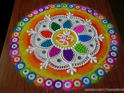 Beautiful multicolored rangoli for Ganesha Chaturthi | Colorful rangoli design for festivals