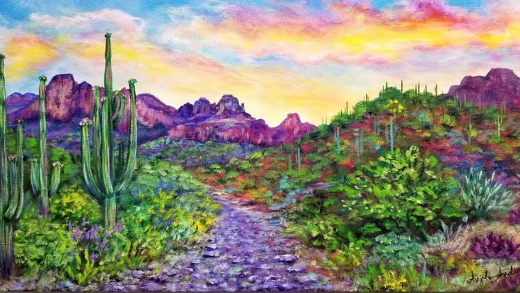 Desert Sunset Landscape Acrylic Painting LIVE Instruction