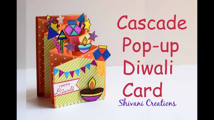 Diwali Popup Card. Cascade Card for Diwali. How to make Easy Diwali Greeting Card