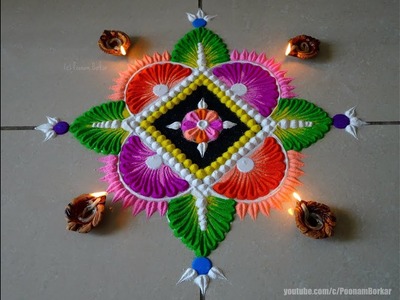 Diwali special very easy yet beautiful rangoli | Easy rangoli designs by Poonam Borkar