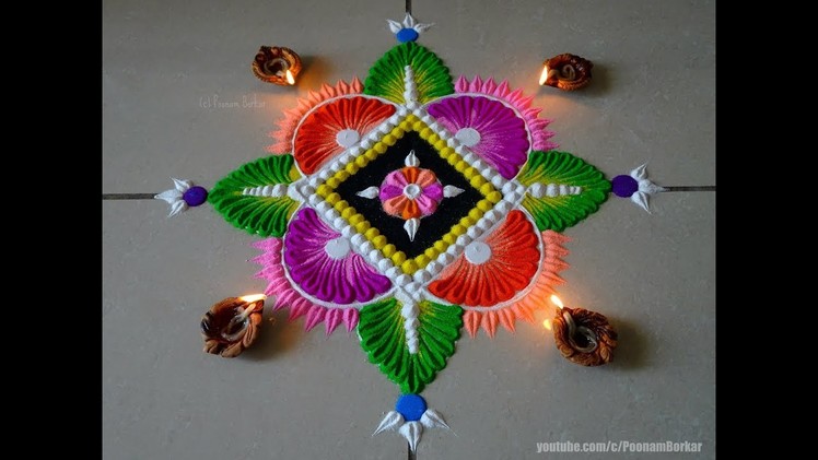 Diwali special very easy yet beautiful rangoli | Easy rangoli designs by Poonam Borkar