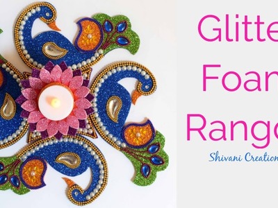 DIY Glitter Foam Rangoli. Rangoli Designs for Diwali. Foam Tealight Holder