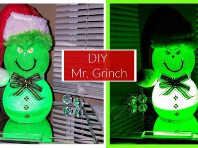 DIY Mr. Grinch Small Table Decor - DIY Dollar Tree Christmas decor ideas. Cute Christmas Gifts