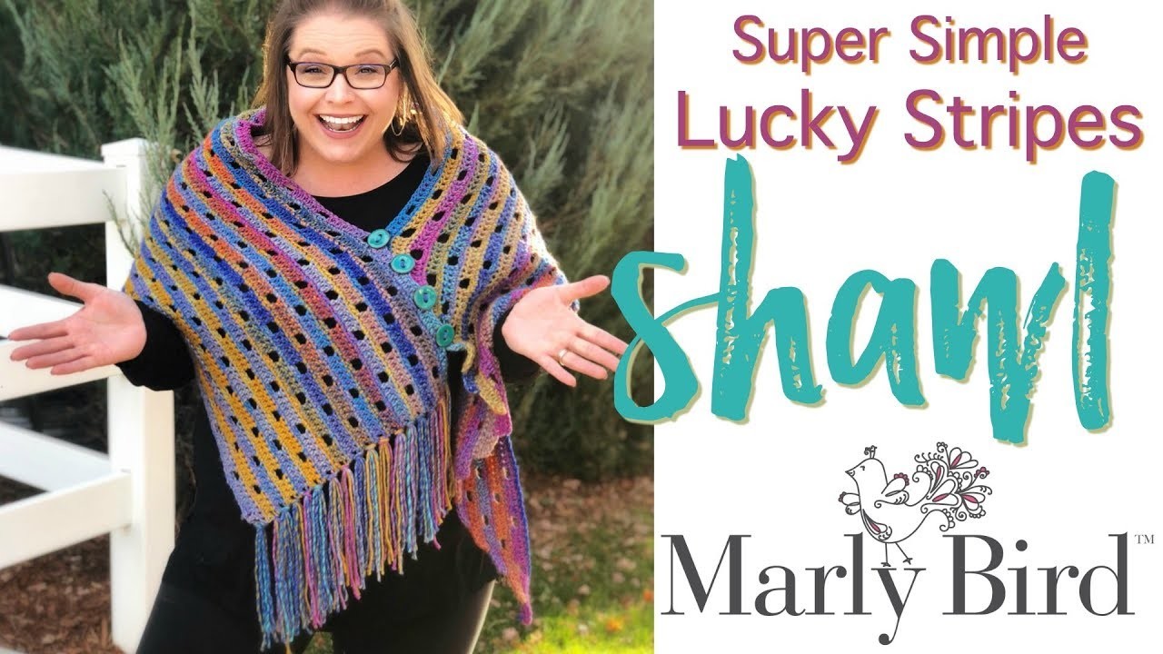 Easy Beginner How to Crochet Super Simple Lucky Stripes Shawl [Right Handed]