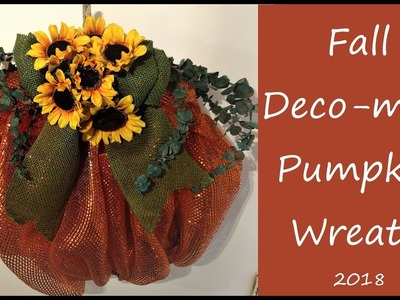 Fall | Deco-mesh Pumpkin Wreath | 2018
