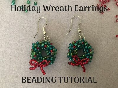 Festive Wreath earrings | Beading Tutorial | DIY Jewelry | CRAW projects | Christmas earrings