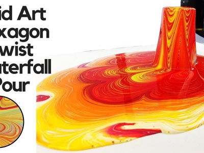 Hexagon Twist WATERFALL POUR with a HIDDEN Dirty Flip Cup, Fluid Art