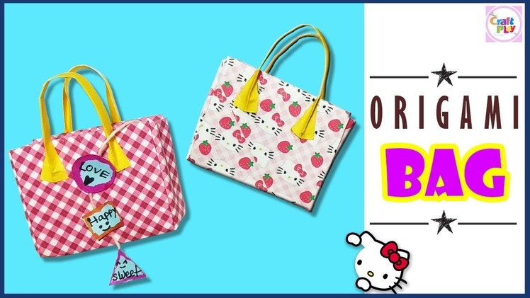 How to make an Origami Bag|Gift Bag|DIY Hello Kitty Paper Bag|Origami Paper Bag|Craft Play