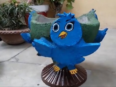 How to make beautiful cement pot in bird shape at home.