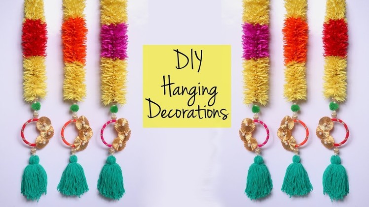 How To Make Hanging Decoration | DIY Diwali Decoration | Crepe Paper Garland Home Decor